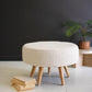 Large Boucle Stool With Wooden Legs - Pearl By Kalalou | Stools | Modishstore
