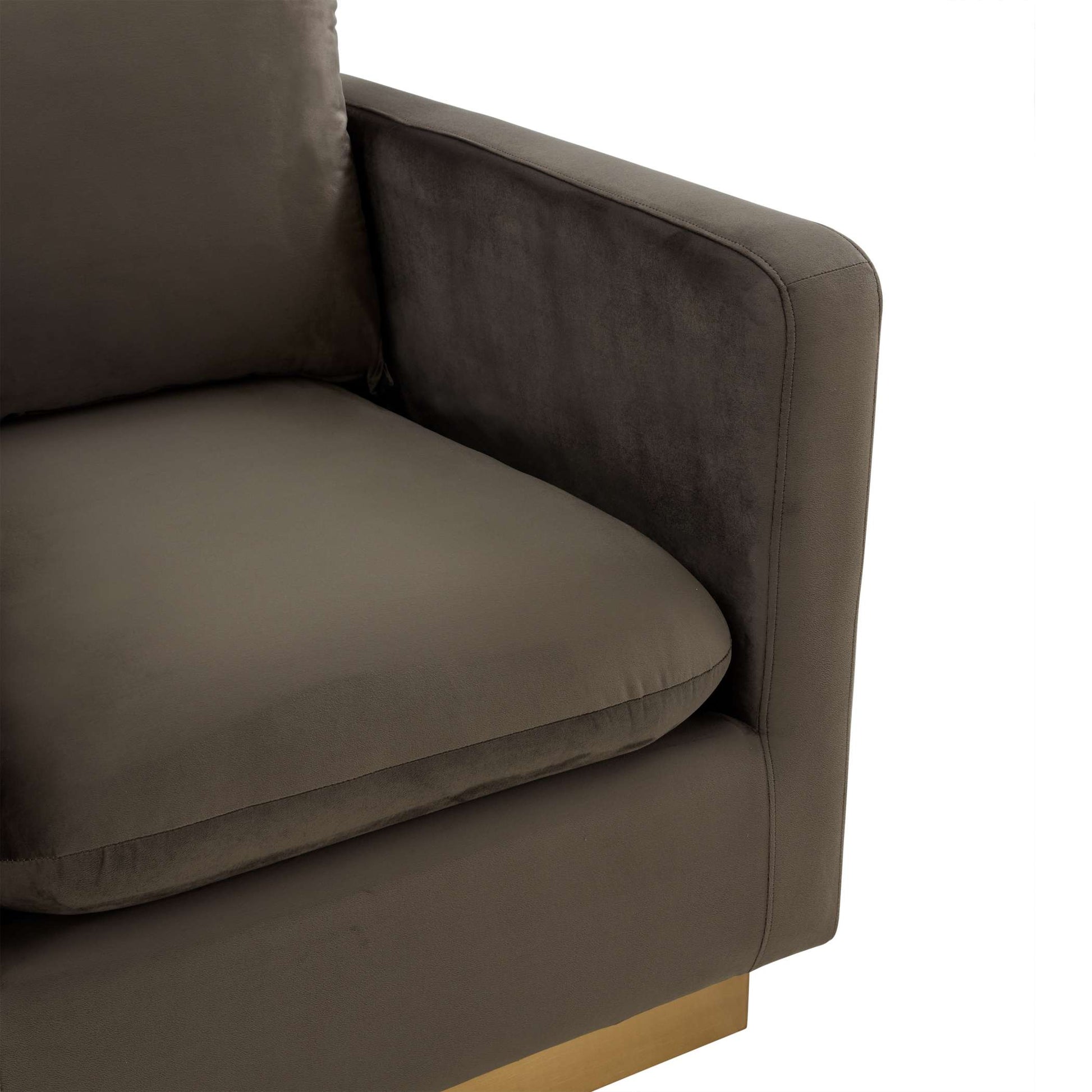 LeisureMod Nervo Velvet Accent Armchair With Gold Frame | Armchairs | Modishstore - 14