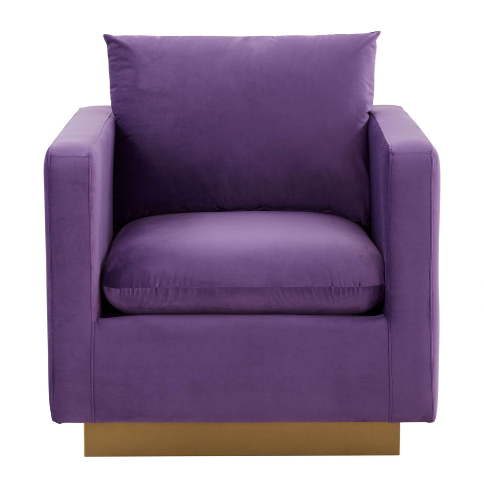 LeisureMod Nervo Velvet Accent Armchair With Gold Frame | Armchairs | Modishstore - 36