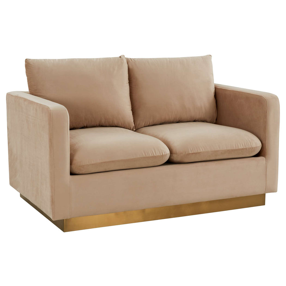 LeisureMod Nervo Modern Mid-Century Upholstered Velvet Loveseat with Gold Frame | Loveseats | Modishstore - 5