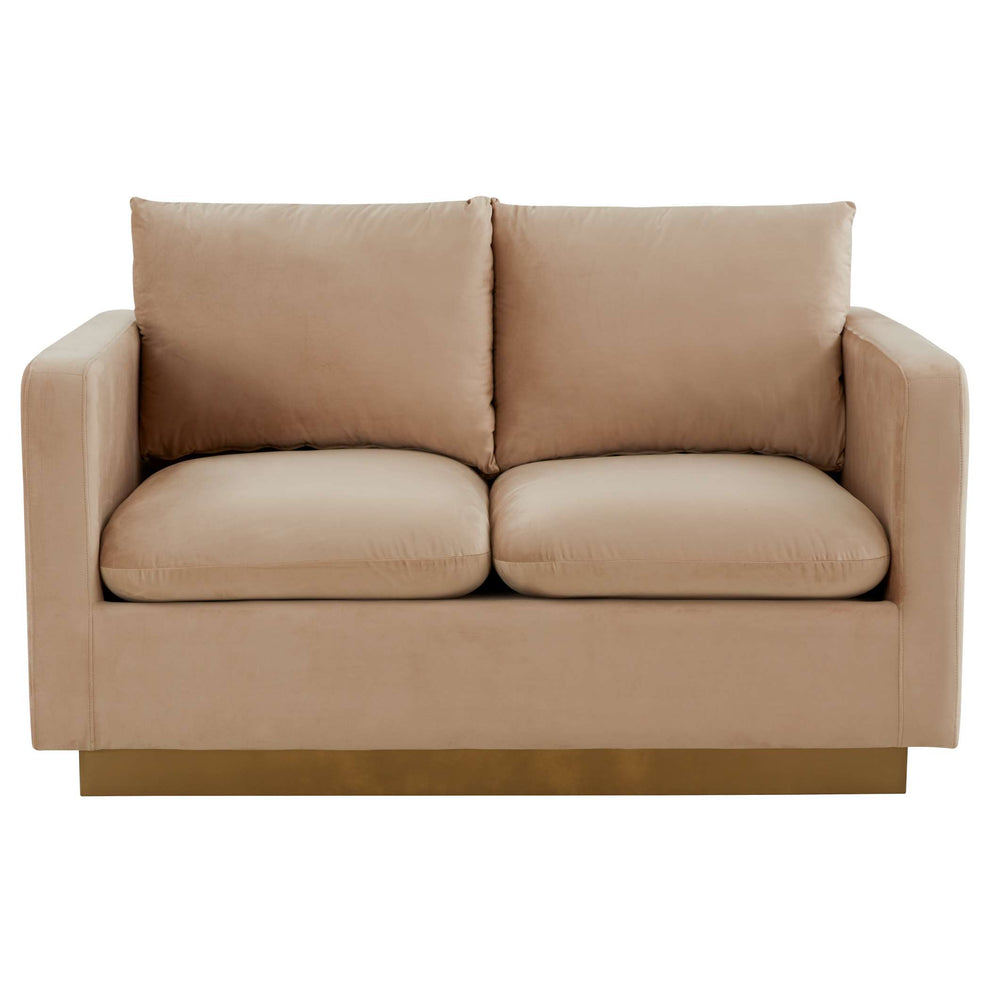 LeisureMod Nervo Modern Mid-Century Upholstered Velvet Loveseat with Gold Frame | Loveseats | Modishstore - 6