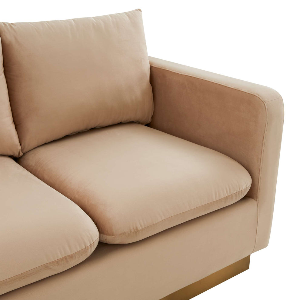 LeisureMod Nervo Modern Mid-Century Upholstered Velvet Loveseat with Gold Frame | Loveseats | Modishstore - 2