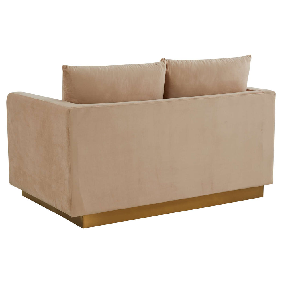 LeisureMod Nervo Modern Mid-Century Upholstered Velvet Loveseat with Gold Frame | Loveseats | Modishstore - 3