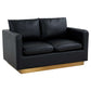 LeisureMod Nervo Modern Mid-Century Upholstered Leather Loveseat with Gold Frame | Loveseats | Modishstore - 5