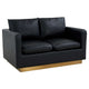 LeisureMod Nervo Modern Mid-Century Upholstered Leather Loveseat with Gold Frame | Loveseats | Modishstore - 5