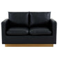 LeisureMod Nervo Modern Mid-Century Upholstered Leather Loveseat with Gold Frame | Loveseats | Modishstore - 6
