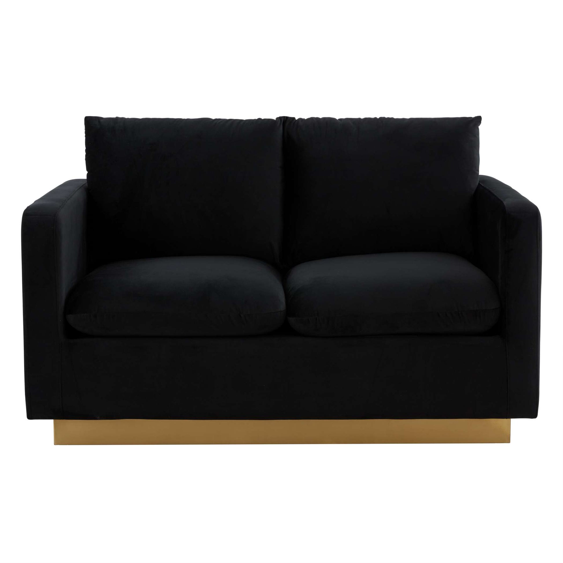 LeisureMod Nervo Modern Mid-Century Upholstered Velvet Loveseat with Gold Frame | Loveseats | Modishstore - 12