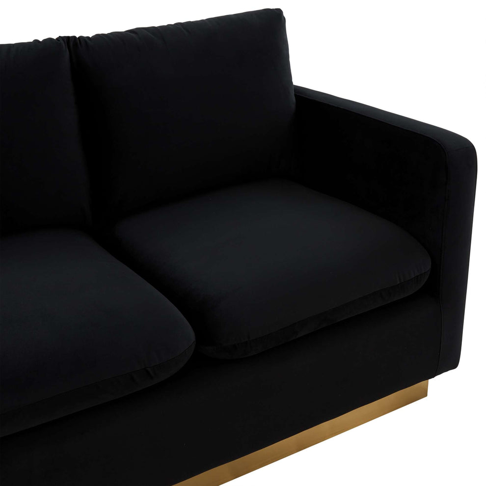 LeisureMod Nervo Modern Mid-Century Upholstered Velvet Loveseat with Gold Frame | Loveseats | Modishstore - 8