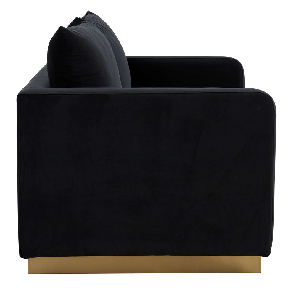 LeisureMod Nervo Modern Mid-Century Upholstered Velvet Loveseat with Gold Frame | Loveseats | Modishstore - 10