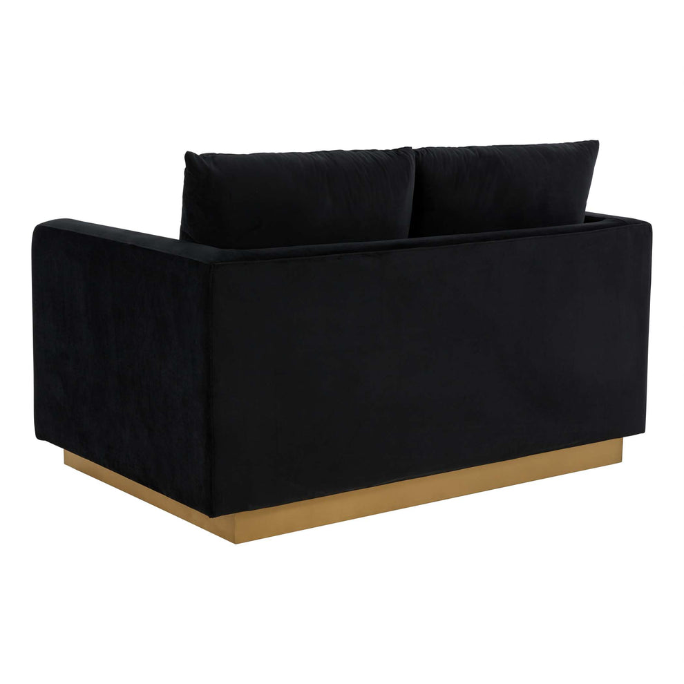 LeisureMod Nervo Modern Mid-Century Upholstered Velvet Loveseat with Gold Frame | Loveseats | Modishstore - 9