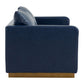 LeisureMod Nervo Modern Mid-Century Upholstered Leather Loveseat with Gold Frame | Loveseats | Modishstore - 16