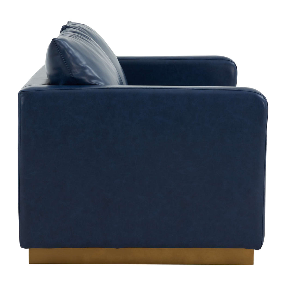 LeisureMod Nervo Modern Mid-Century Upholstered Leather Loveseat with Gold Frame | Loveseats | Modishstore - 16