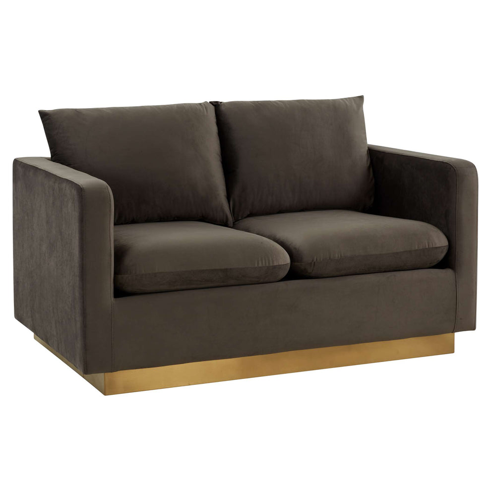 LeisureMod Nervo Modern Mid-Century Upholstered Velvet Loveseat with Gold Frame | Loveseats | Modishstore - 17