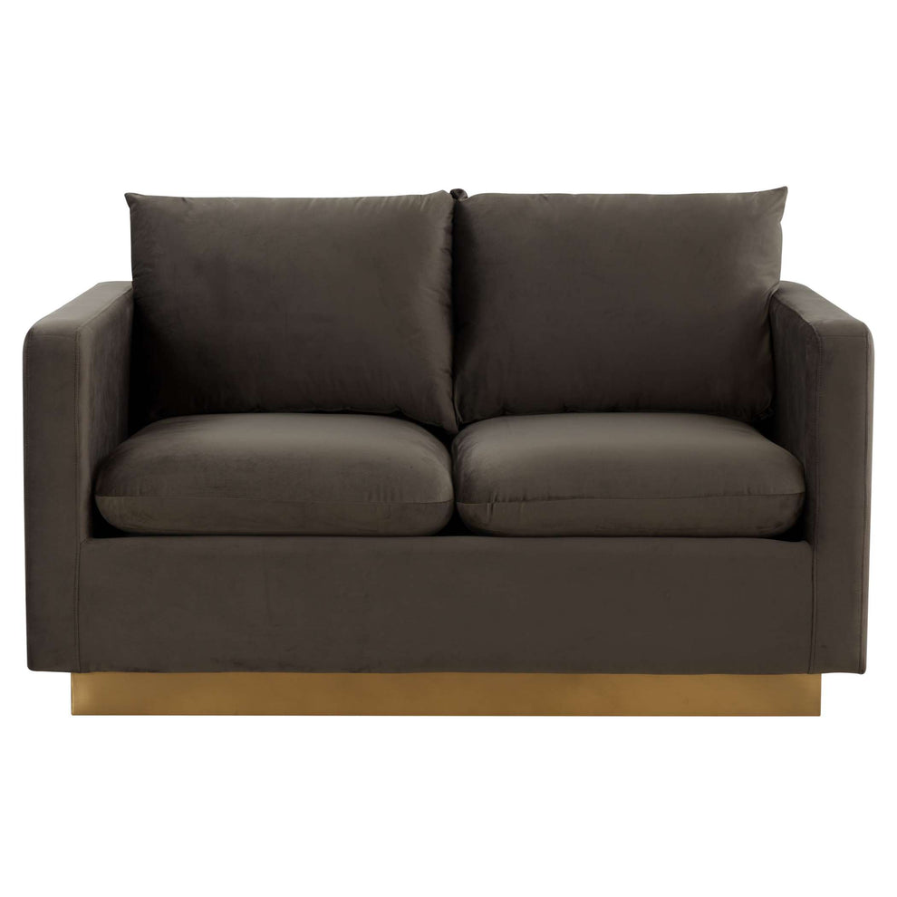 LeisureMod Nervo Modern Mid-Century Upholstered Velvet Loveseat with Gold Frame | Loveseats | Modishstore - 18