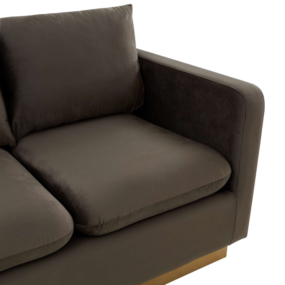 LeisureMod Nervo Modern Mid-Century Upholstered Velvet Loveseat with Gold Frame | Loveseats | Modishstore - 14