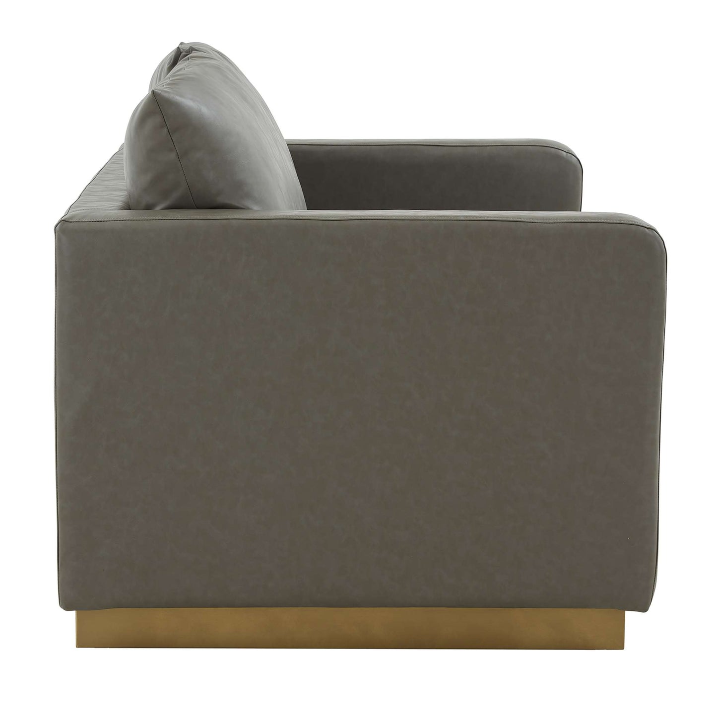 LeisureMod Nervo Modern Mid-Century Upholstered Leather Loveseat with Gold Frame | Loveseats | Modishstore - 22
