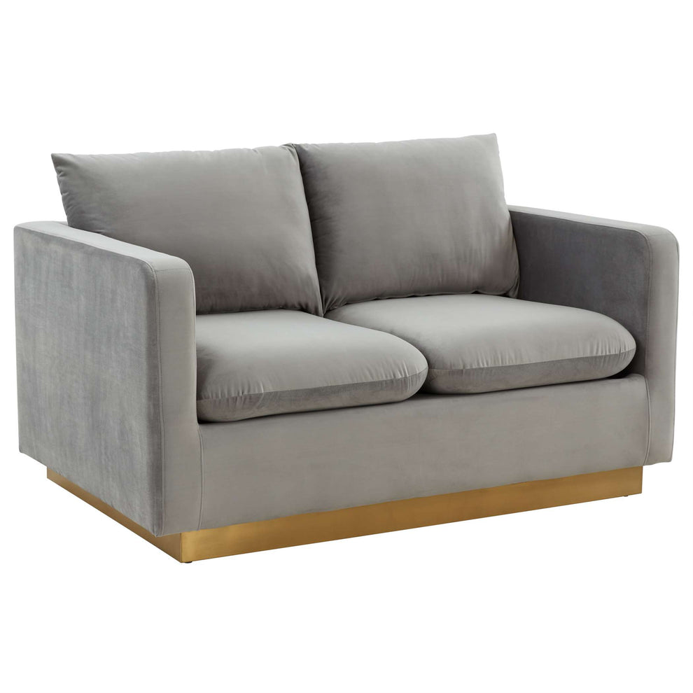 LeisureMod Nervo Modern Mid-Century Upholstered Velvet Loveseat with Gold Frame | Loveseats | Modishstore - 23