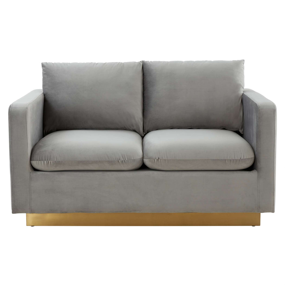 LeisureMod Nervo Modern Mid-Century Upholstered Velvet Loveseat with Gold Frame | Loveseats | Modishstore - 24