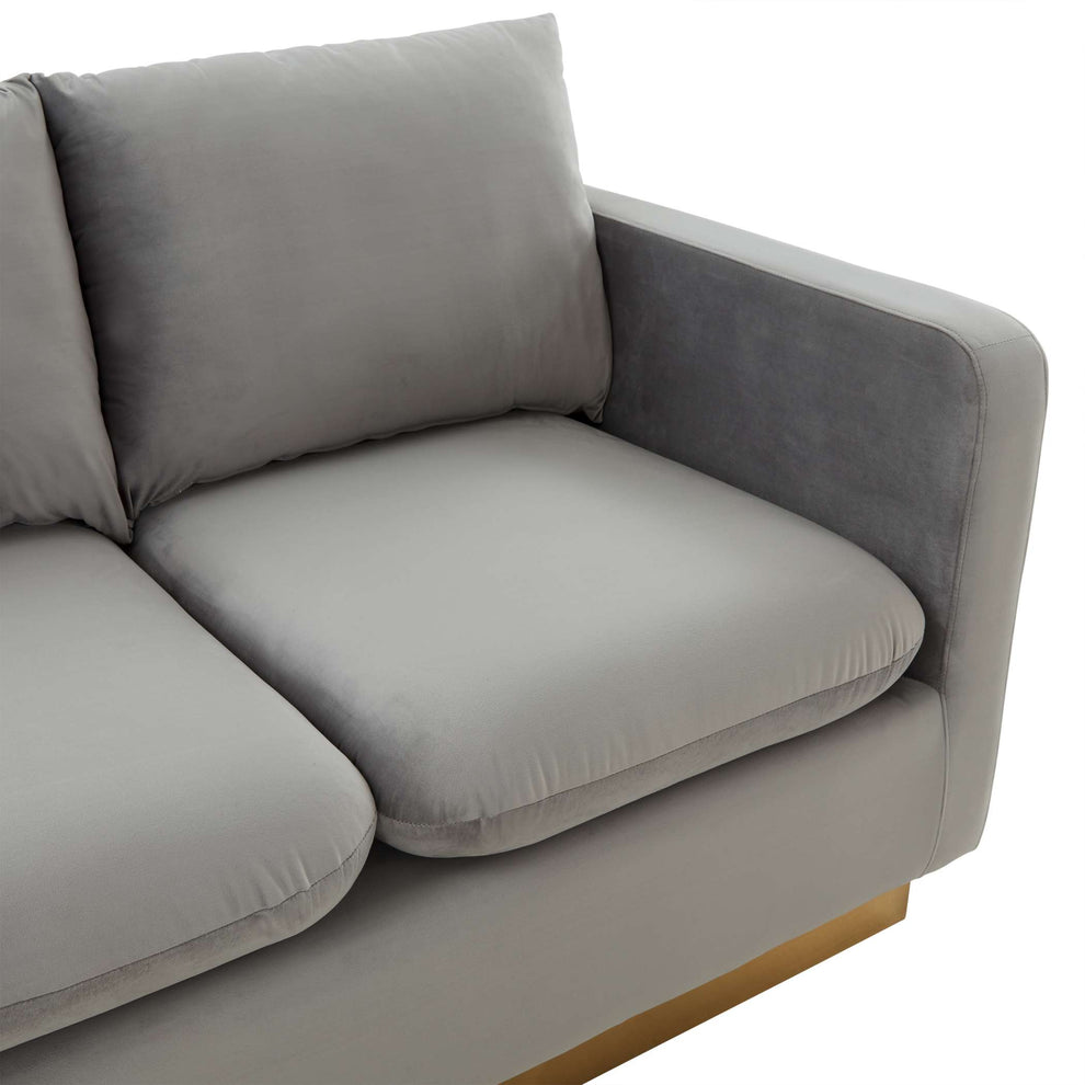 LeisureMod Nervo Modern Mid-Century Upholstered Velvet Loveseat with Gold Frame | Loveseats | Modishstore - 20