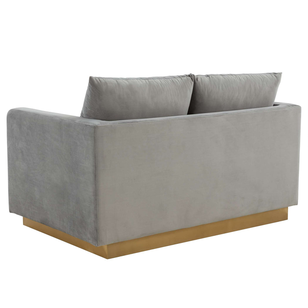 LeisureMod Nervo Modern Mid-Century Upholstered Velvet Loveseat with Gold Frame | Loveseats | Modishstore - 21