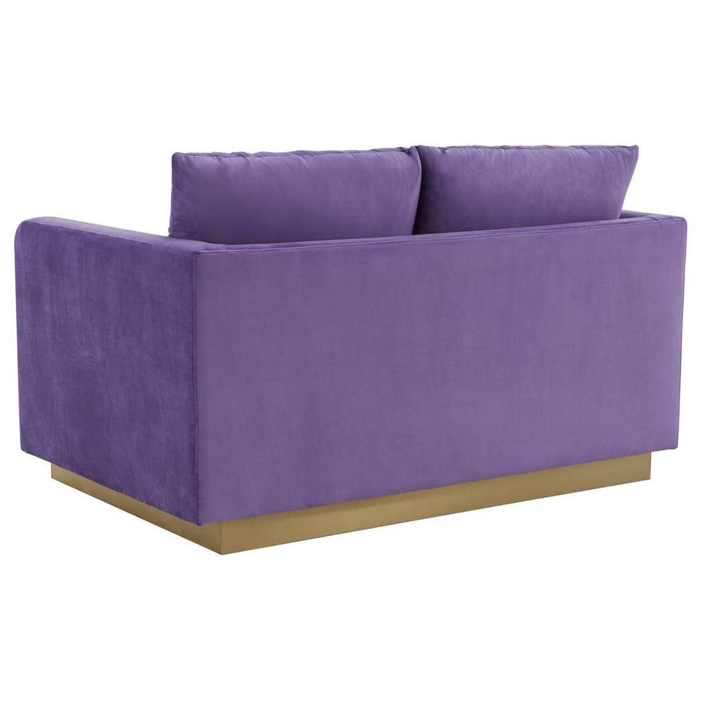 LeisureMod Nervo Modern Mid-Century Upholstered Velvet Loveseat with Gold Frame | Loveseats | Modishstore - 27