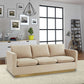 LeisureMod Nervo Modern Mid-Century Upholstered Velvet Sofa with Gold Frame | Sofas | Modishstore
