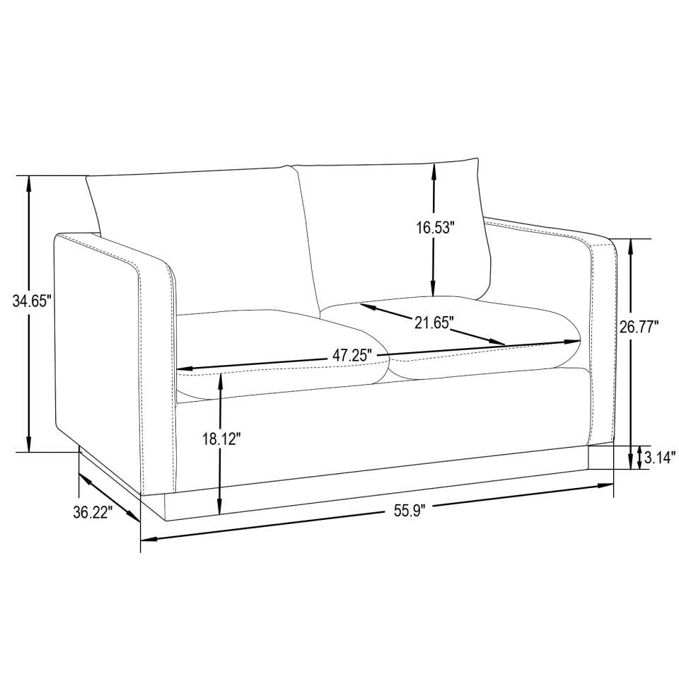 LeisureMod Nervo Modern Mid-Century Upholstered Velvet Sofa with Gold Frame | Sofas | Modishstore - 3