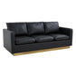 LeisureMod Nervo Modern Mid-Century Upholstered Leather Sofa with Gold Frame | Sofas | Modishstore - 7