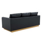 LeisureMod Nervo Modern Mid-Century Upholstered Leather Sofa with Gold Frame | Sofas | Modishstore - 5