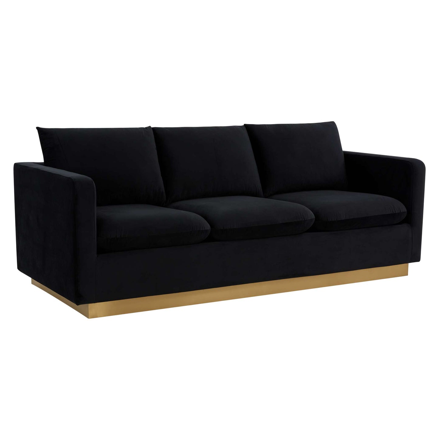 LeisureMod Nervo Modern Mid-Century Upholstered Velvet Sofa with Gold Frame | Sofas | Modishstore - 14