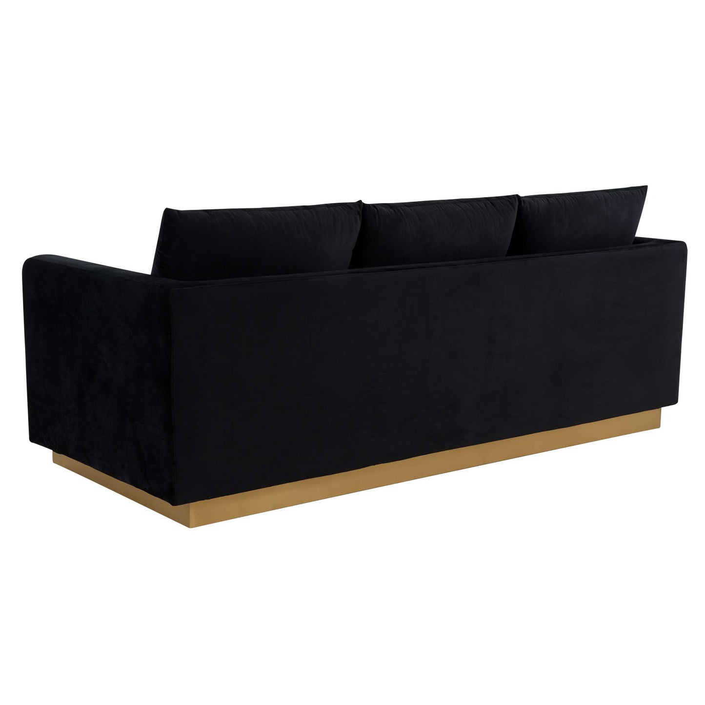 LeisureMod Nervo Modern Mid-Century Upholstered Velvet Sofa with Gold Frame | Sofas | Modishstore - 12