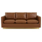 LeisureMod Nervo Modern Mid-Century Upholstered Leather Sofa with Gold Frame | Sofas | Modishstore - 10