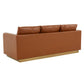 LeisureMod Nervo Modern Mid-Century Upholstered Leather Sofa with Gold Frame | Sofas | Modishstore - 12