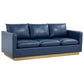 LeisureMod Nervo Modern Mid-Century Upholstered Leather Sofa with Gold Frame | Sofas | Modishstore - 20