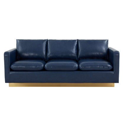 LeisureMod Nervo Modern Mid-Century Upholstered Leather Sofa with Gold Frame | Sofas | Modishstore - 17