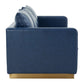 LeisureMod Nervo Modern Mid-Century Upholstered Leather Sofa with Gold Frame | Sofas | Modishstore - 18