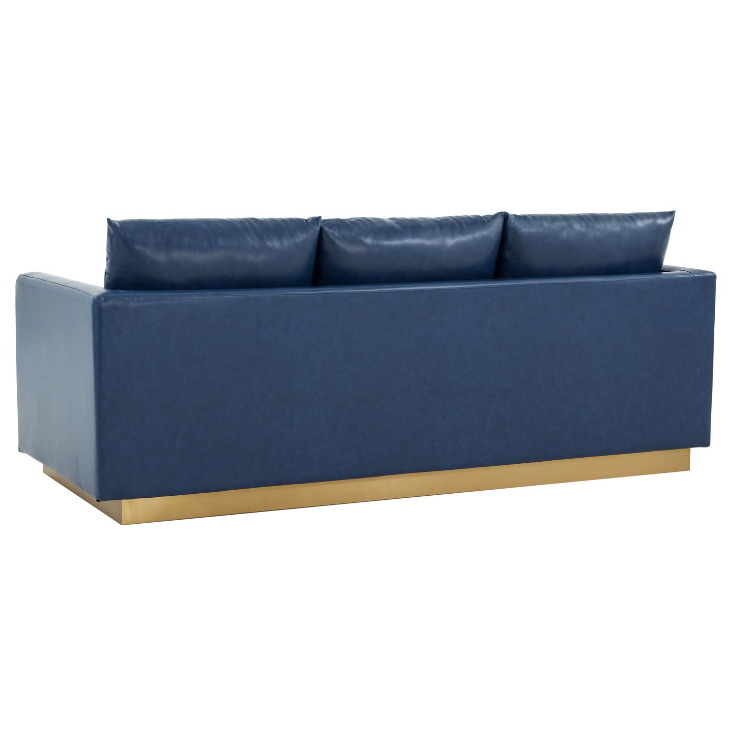LeisureMod Nervo Modern Mid-Century Upholstered Leather Sofa with Gold Frame | Sofas | Modishstore - 19