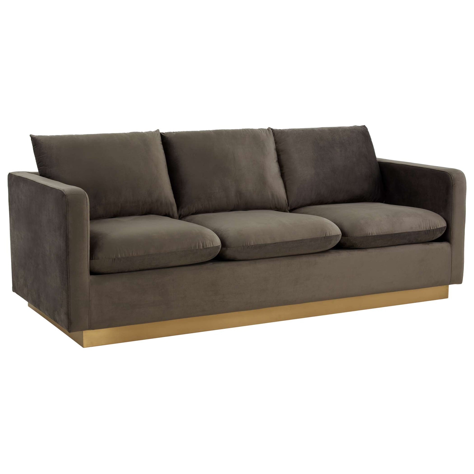LeisureMod Nervo Modern Mid-Century Upholstered Velvet Sofa with Gold Frame | Sofas | Modishstore - 21