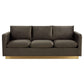 LeisureMod Nervo Modern Mid-Century Upholstered Velvet Sofa with Gold Frame | Sofas | Modishstore - 17