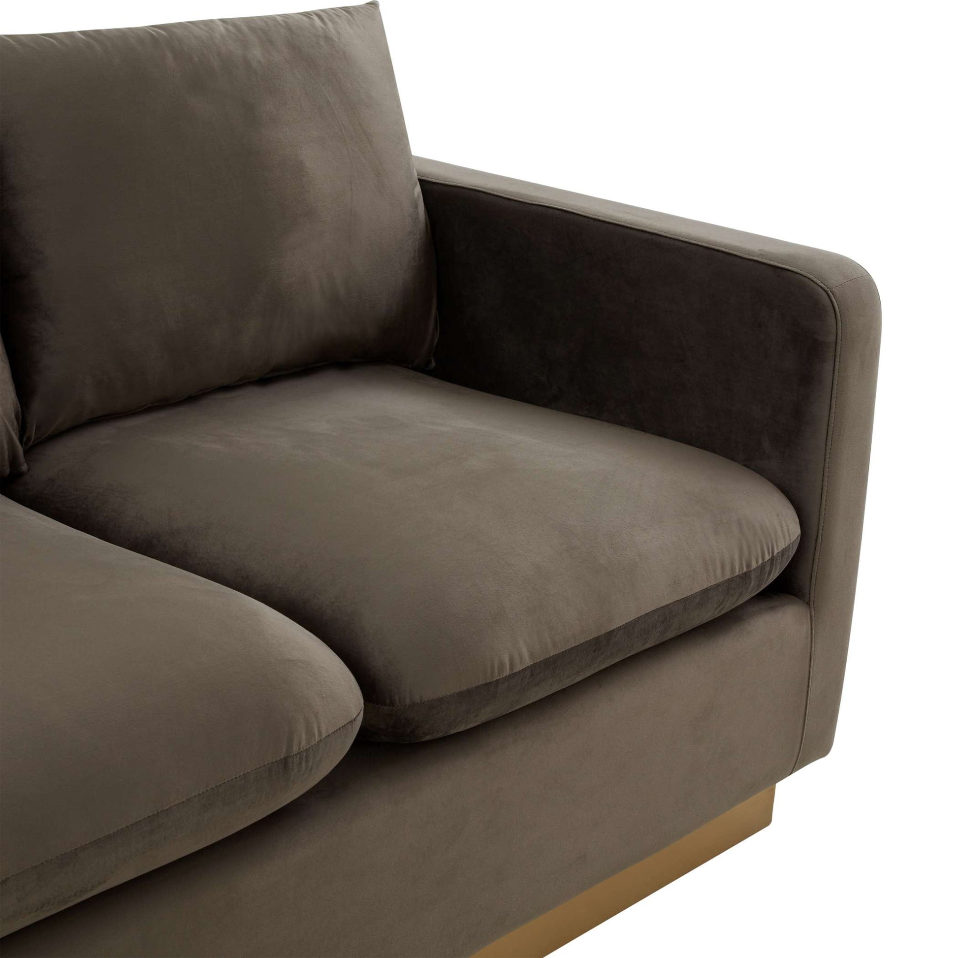 LeisureMod Nervo Modern Mid-Century Upholstered Velvet Sofa with Gold Frame | Sofas | Modishstore - 18