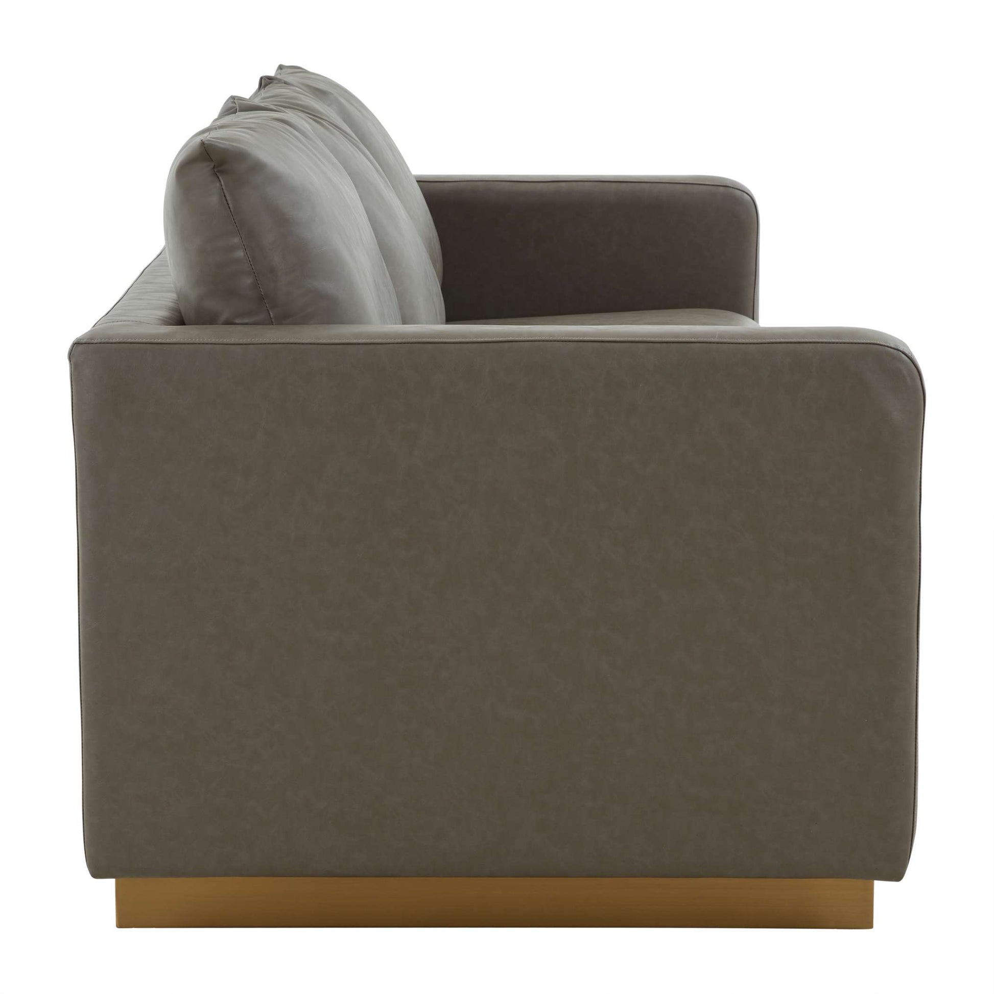 LeisureMod Nervo Modern Mid-Century Upholstered Leather Sofa with Gold Frame | Sofas | Modishstore - 27