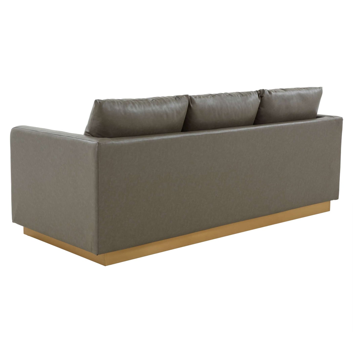 LeisureMod Nervo Modern Mid-Century Upholstered Leather Sofa with Gold Frame | Sofas | Modishstore - 26