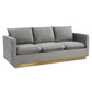 LeisureMod Nervo Modern Mid-Century Upholstered Velvet Sofa with Gold Frame | Sofas | Modishstore - 28