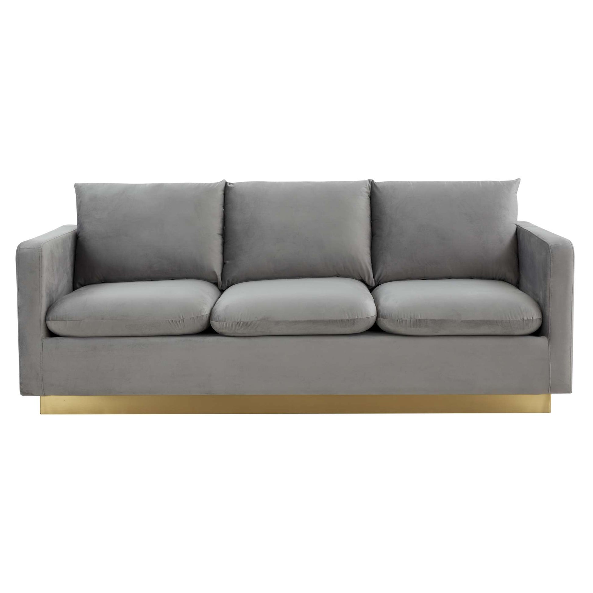 LeisureMod Nervo Modern Mid-Century Upholstered Velvet Sofa with Gold Frame | Sofas | Modishstore - 24