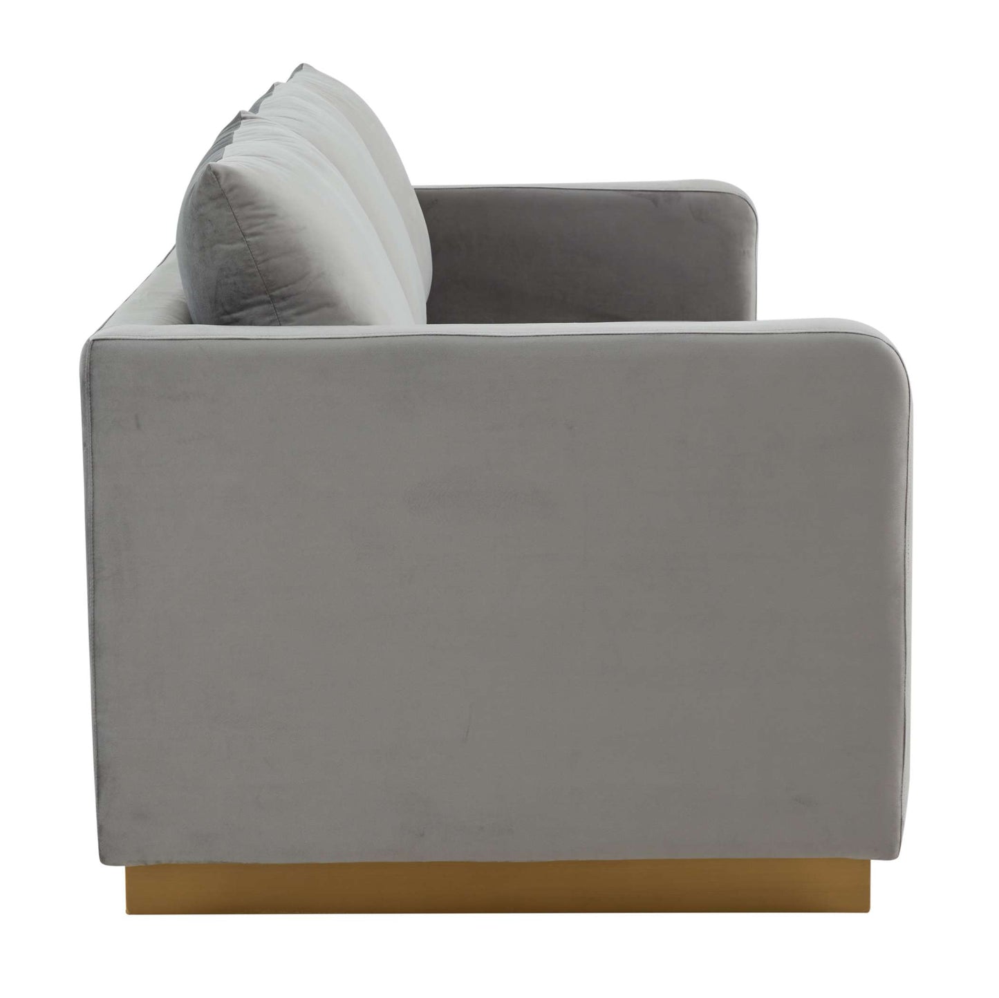 LeisureMod Nervo Modern Mid-Century Upholstered Velvet Sofa with Gold Frame | Sofas | Modishstore - 27