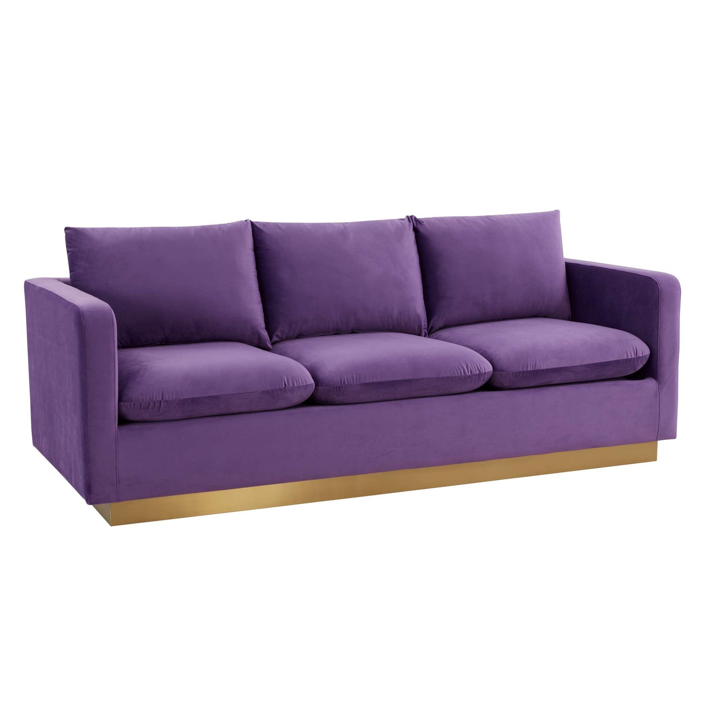 LeisureMod Nervo Modern Mid-Century Upholstered Velvet Sofa with Gold Frame | Sofas | Modishstore - 41
