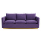 LeisureMod Nervo Modern Mid-Century Upholstered Velvet Sofa with Gold Frame | Sofas | Modishstore - 37