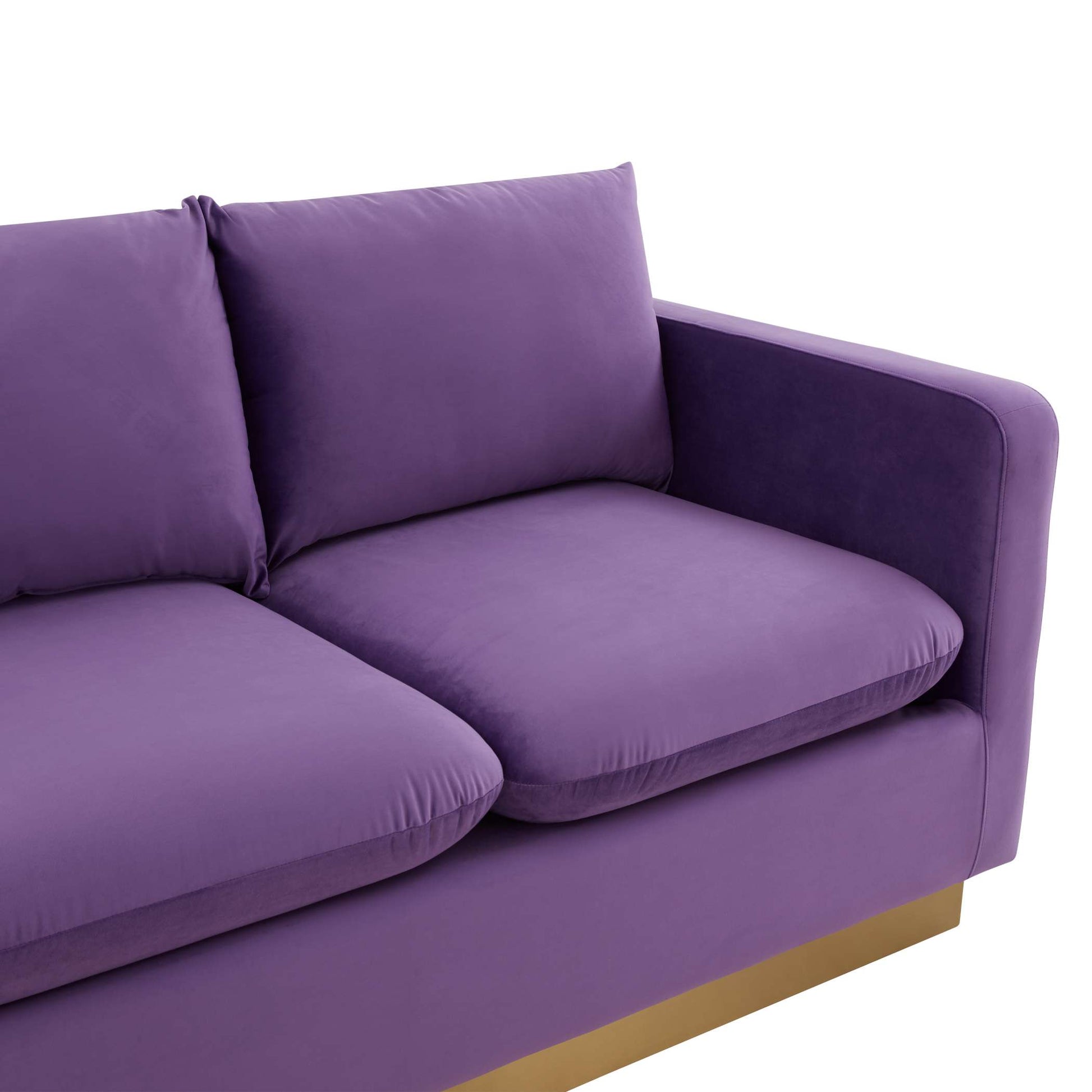 LeisureMod Nervo Modern Mid-Century Upholstered Velvet Sofa with Gold Frame | Sofas | Modishstore - 38