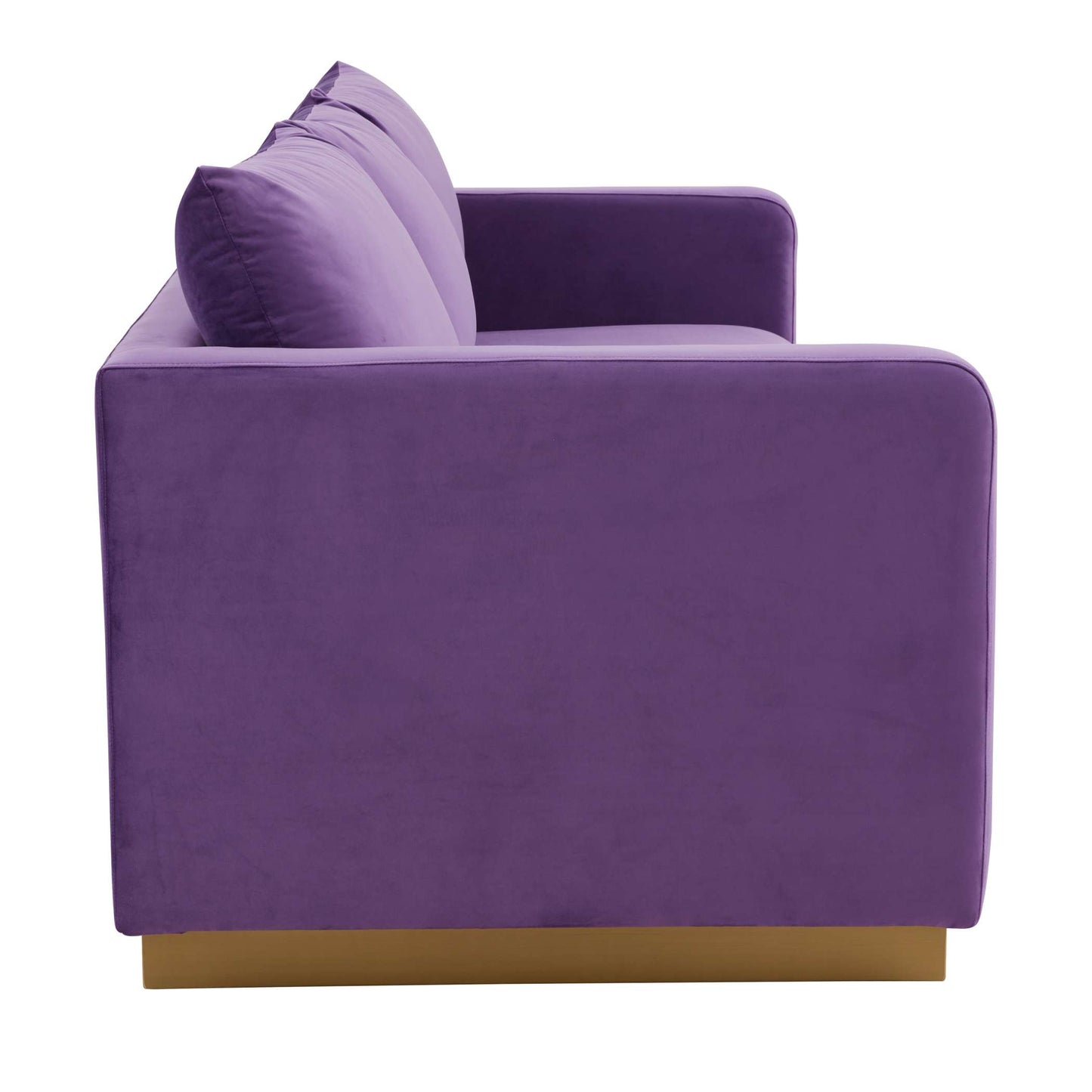 LeisureMod Nervo Modern Mid-Century Upholstered Velvet Sofa with Gold Frame | Sofas | Modishstore - 40