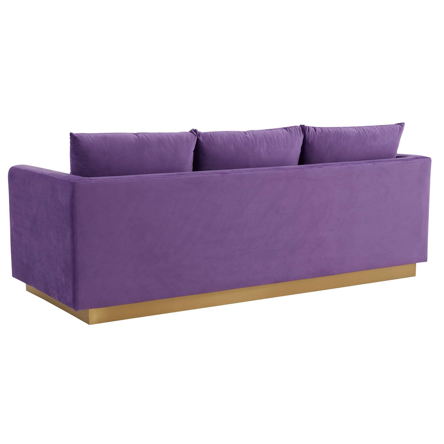 LeisureMod Nervo Modern Mid-Century Upholstered Velvet Sofa with Gold Frame | Sofas | Modishstore - 39